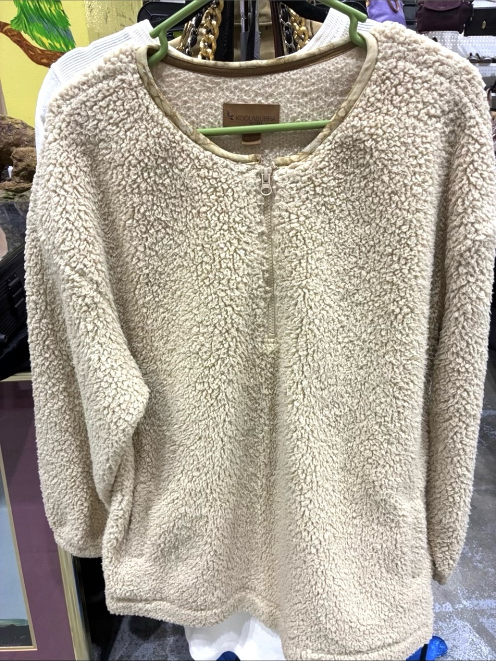 Ugg Koola-Burra oversized fleece 3/4 zip sweatshirt, pockets. XL